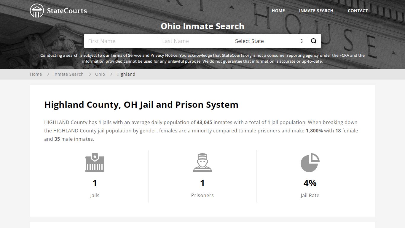 Highland County, OH Inmate Search - StateCourts